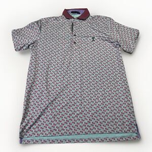 Greyson Monkey Print Polo Shirt Men’s M Golf Preppy Playful Luxe Breathable
